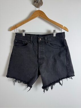 Vintage Black Levi’s 501 Cutoff Shorts Raw Hem Grunge Festival